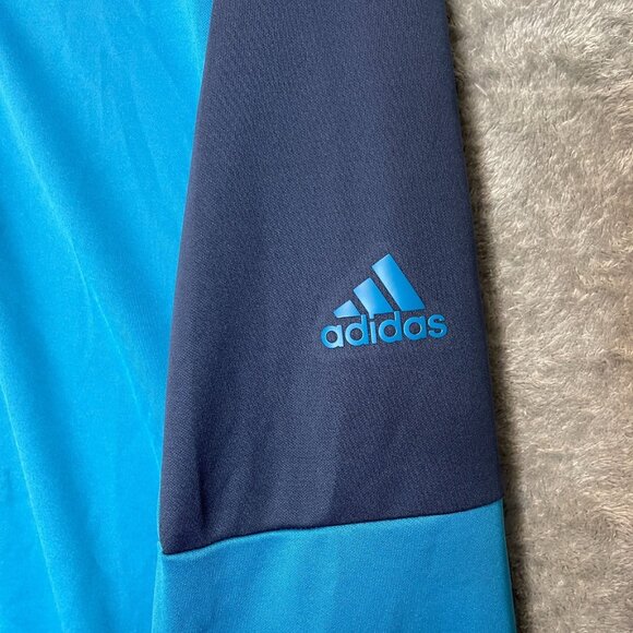 adidas Men Primegreen Colorblock Essentials UPF 1/4 Zip Pullover Stretch Blue L - Picture 4 of 13